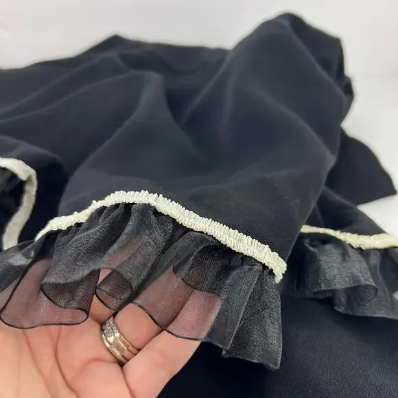 Y2K Vintage 90s Women's Hi-Low Ruffled Black w Contrasted Trim Fishtail Skirt 10 - Picture 8 of 11